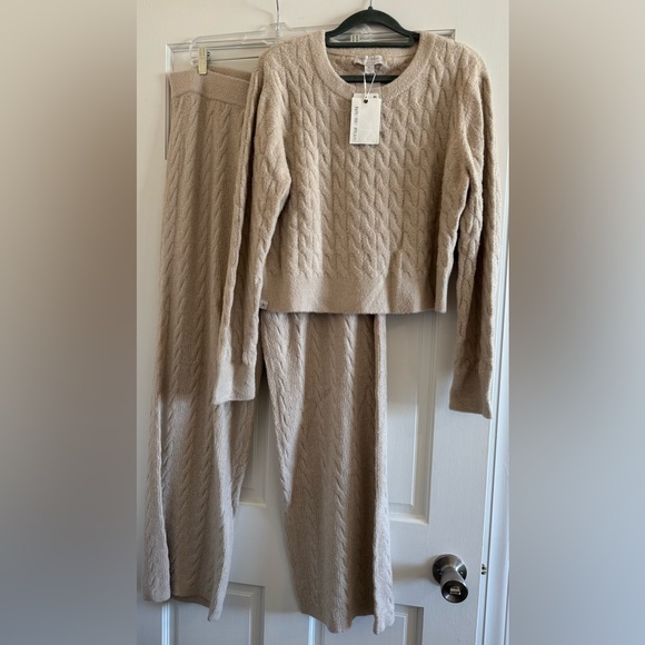 Barefoot Dreams Pants - Barefoot Dreams X Revolve Cable Knit Tan Set, XL
